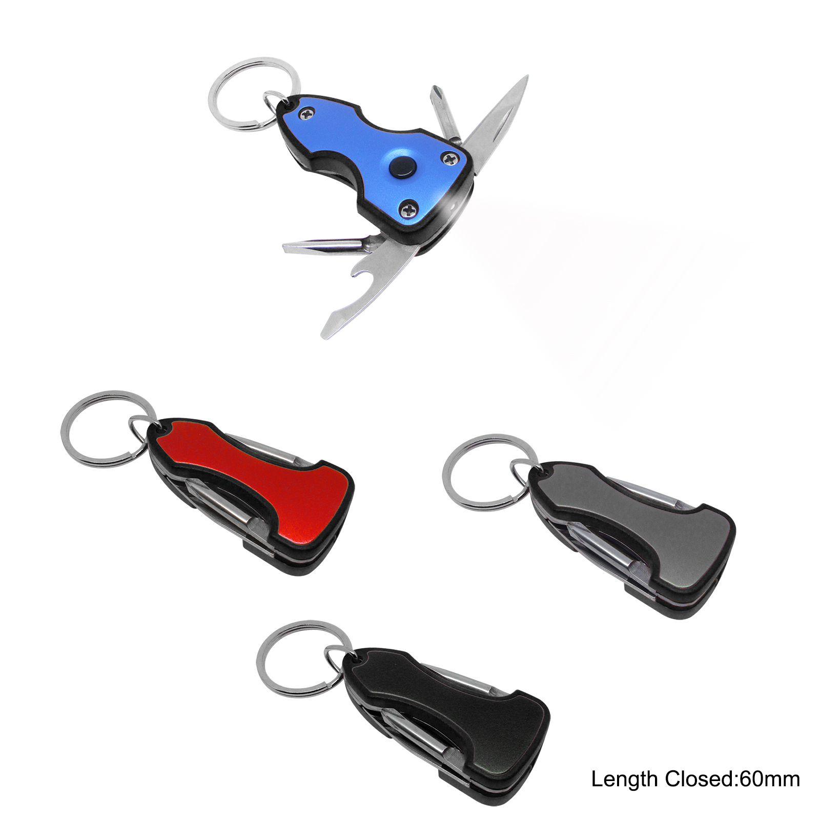 #668-BLK Multi Function Key Chain Tools with LED Torch 