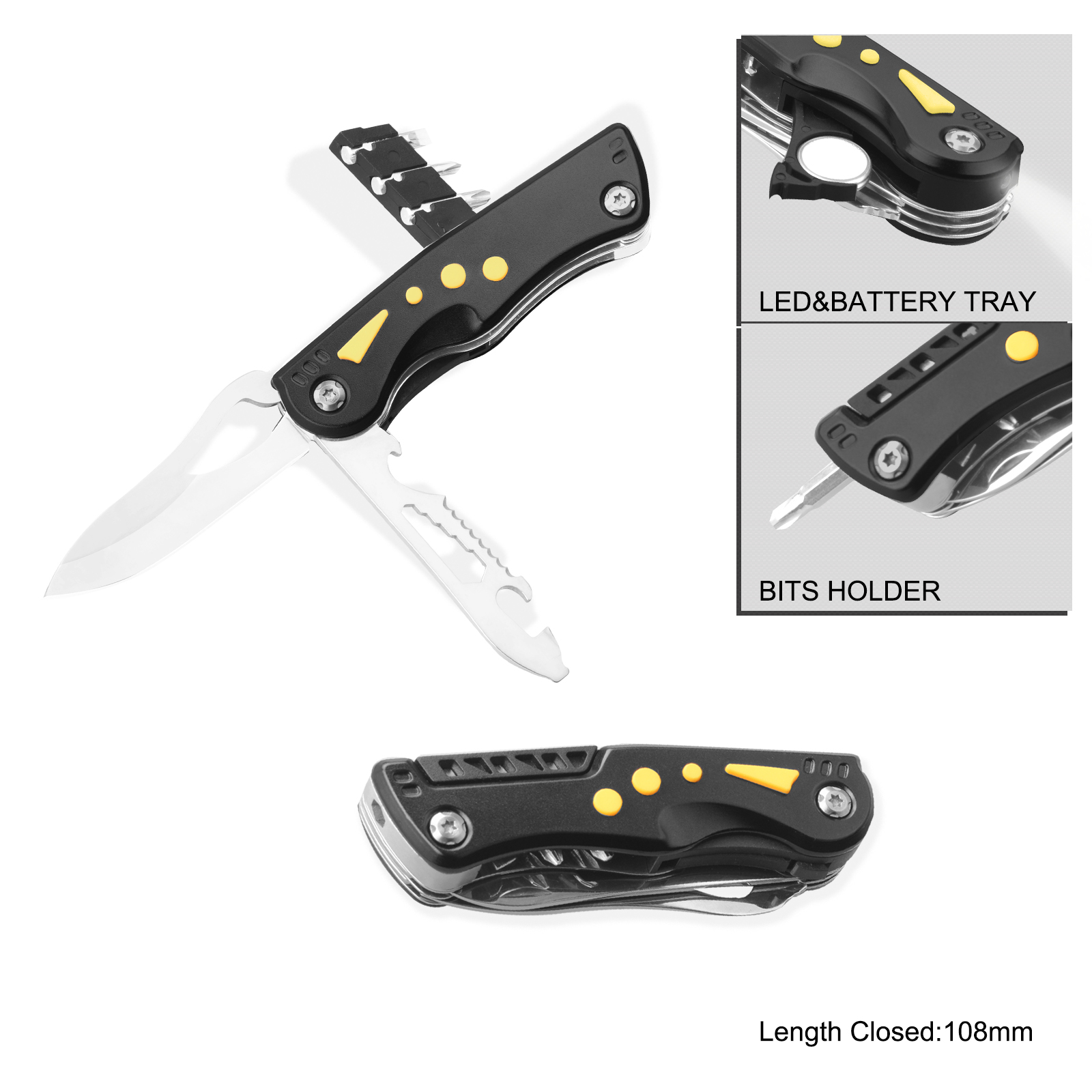 #6209AM Multi Function Pocket Knife with LED Flashlight