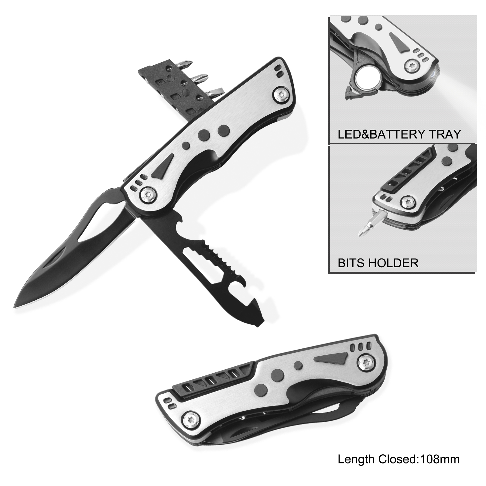 #6209BSS Multi Function Pocket Knife with LED Flashlight