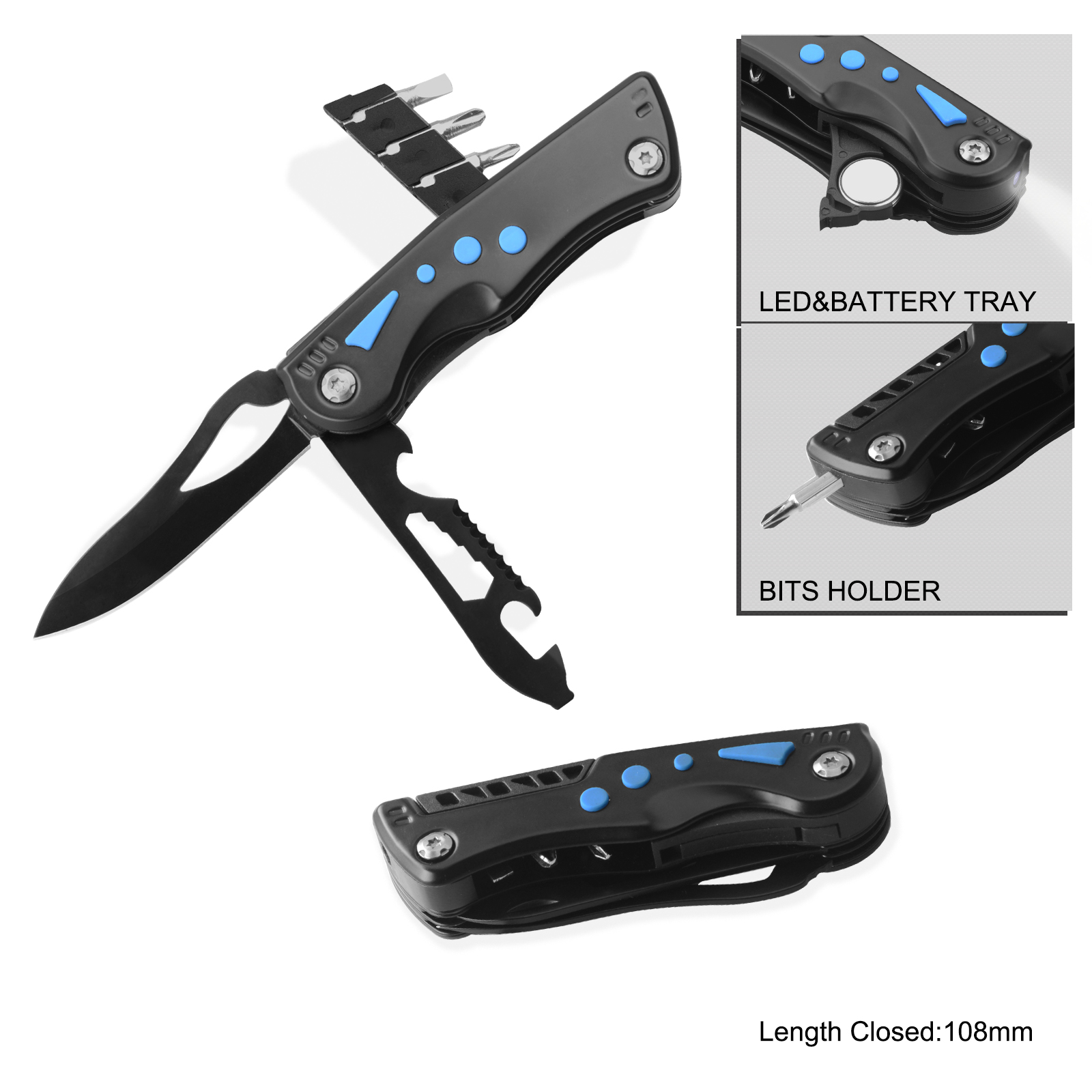 #6209B Multi Function Pocket Knife with LED Flashlight