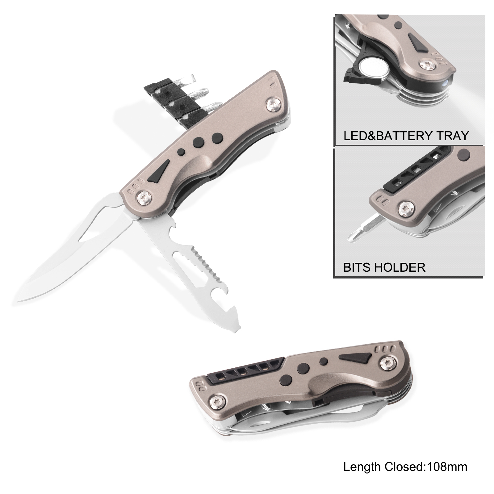#6209AS Multi Function Pocket Knife with LED Flashlight