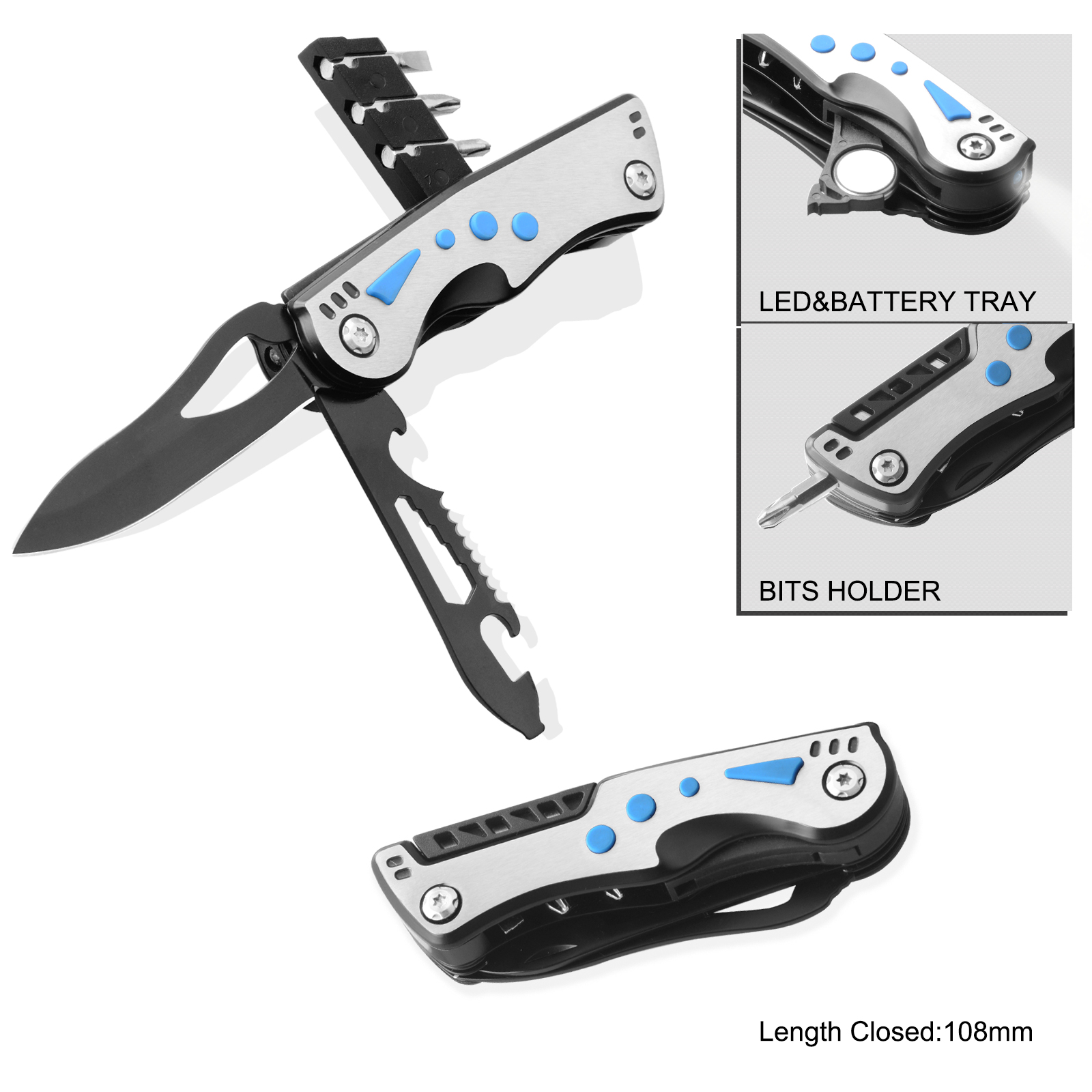 #6210 Multi Function Pocket Knife with LED Flashlight