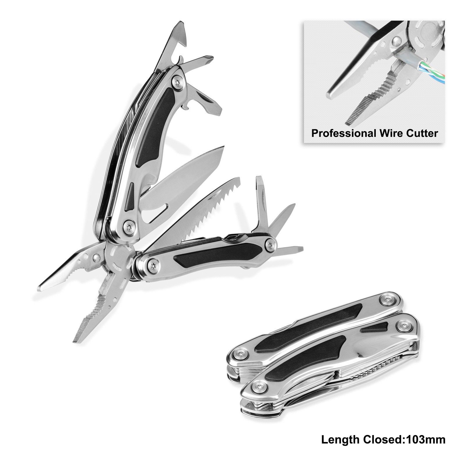 #8299 Top Quality Multitools with Stainless Steel + Rubber Handle