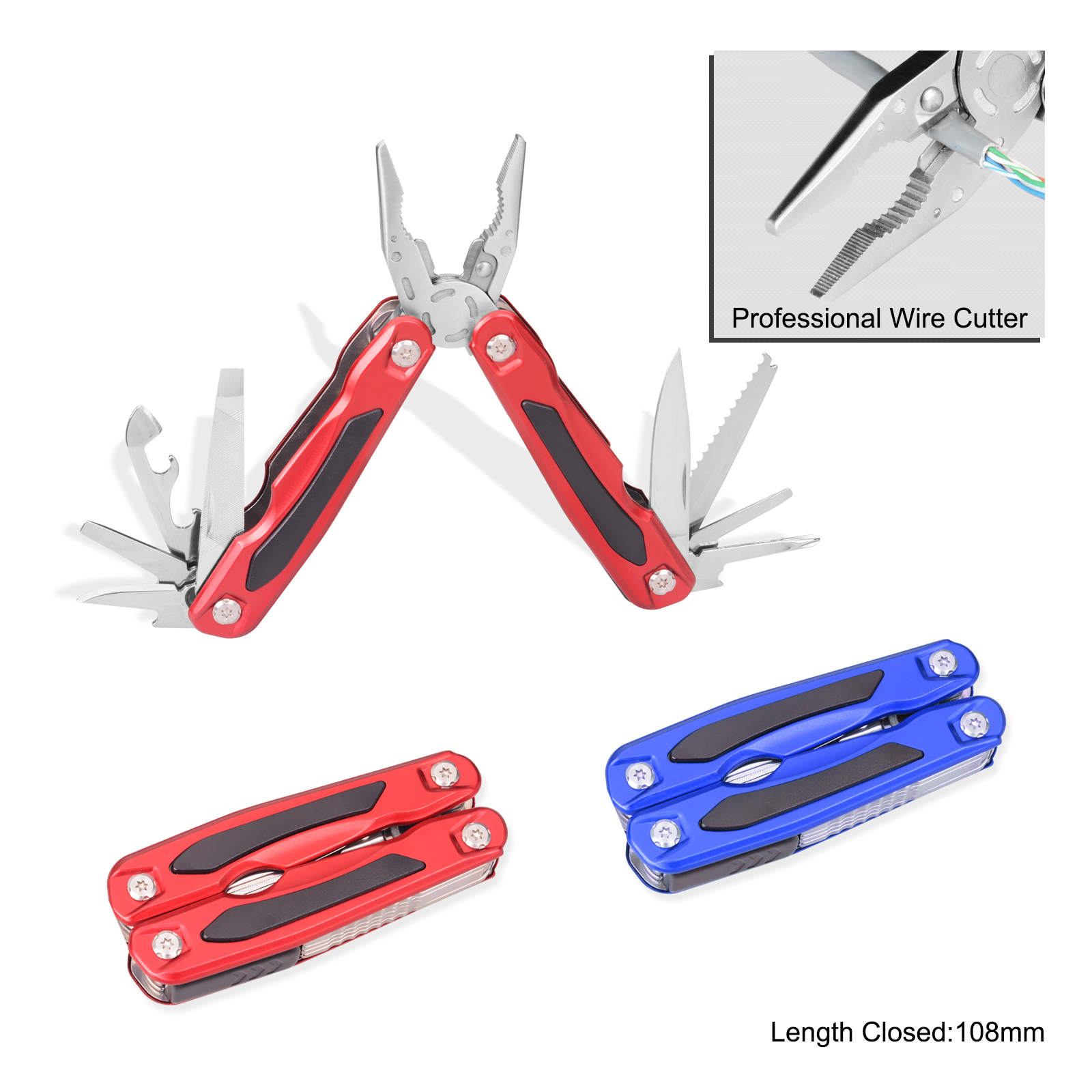 #8365 Top Quality Multitools with Anodized Aluminum + Rubber Handle