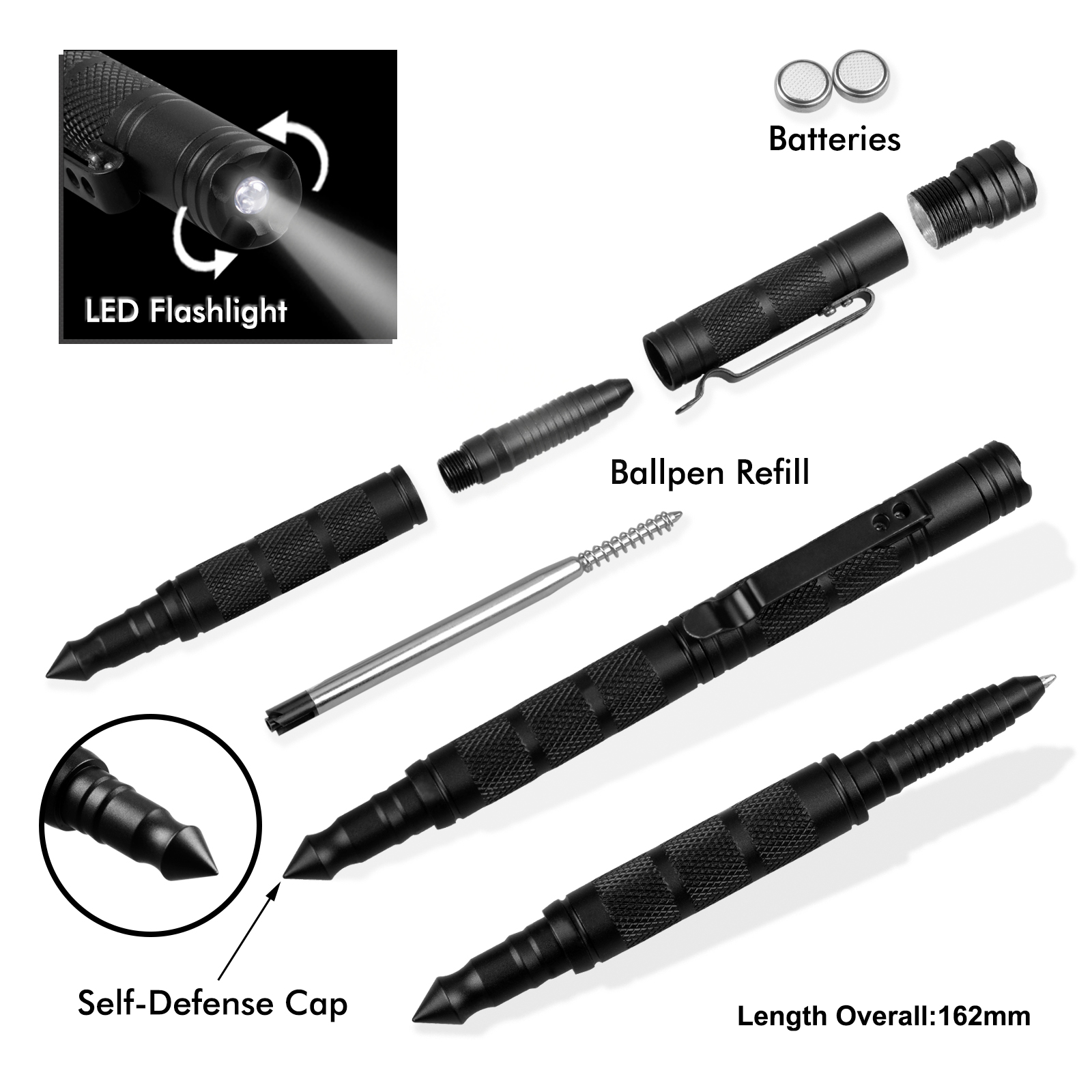 #906 Self Defense Pen with LED Flashlight 