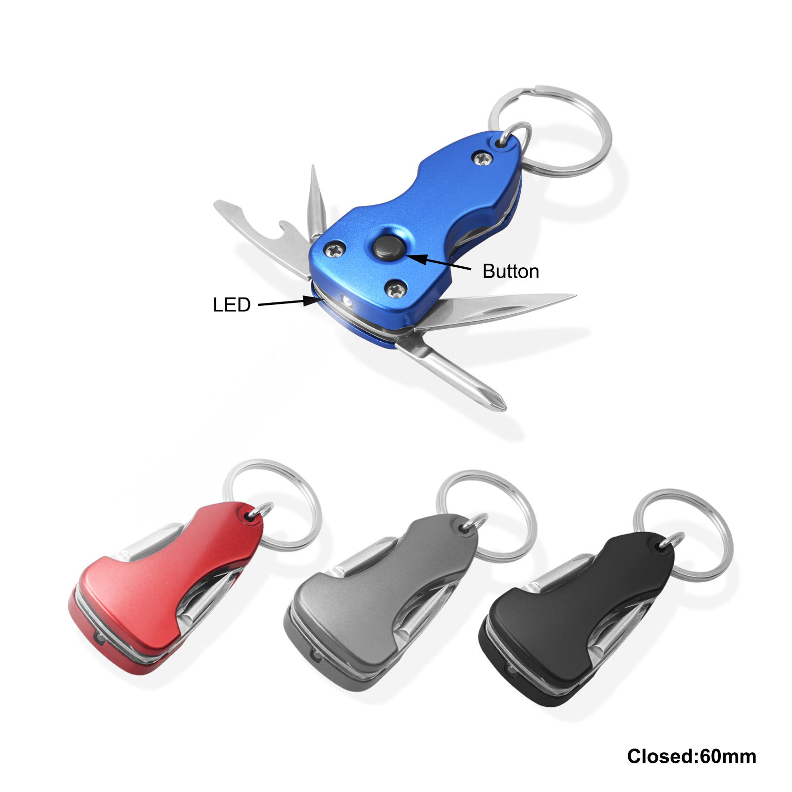 #668-LED Multi Function Key Chain Tools with LED Torch 