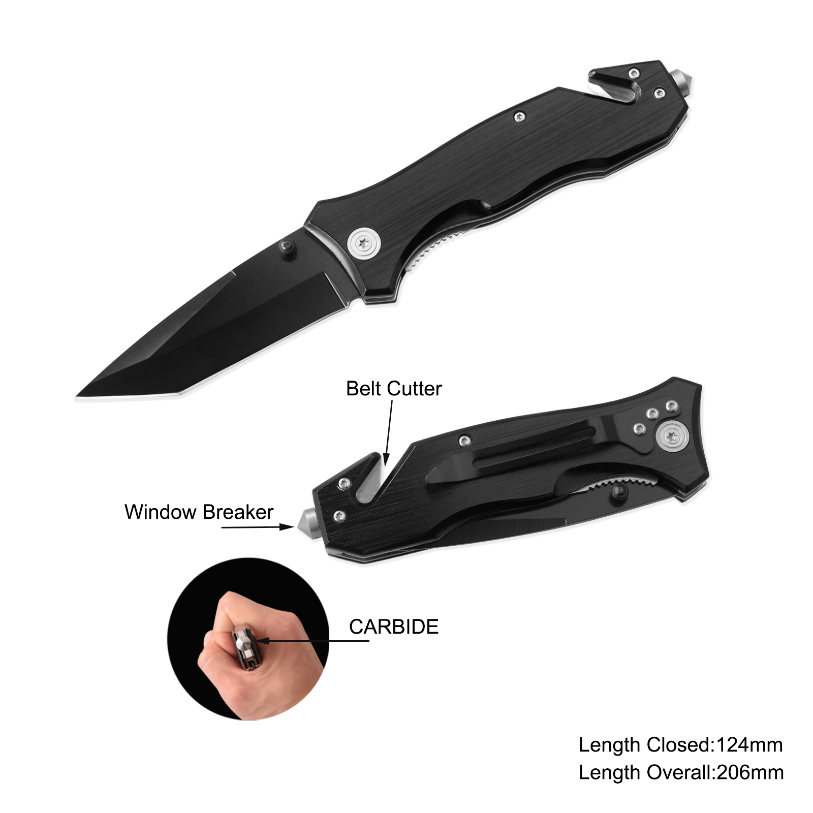 <b>#3332CBD Survival Knife with Carbide Window Breaker</b>