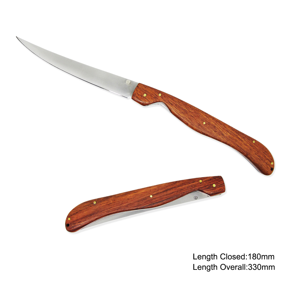 #3609 Folding Fishing Knife with Wooden Handle