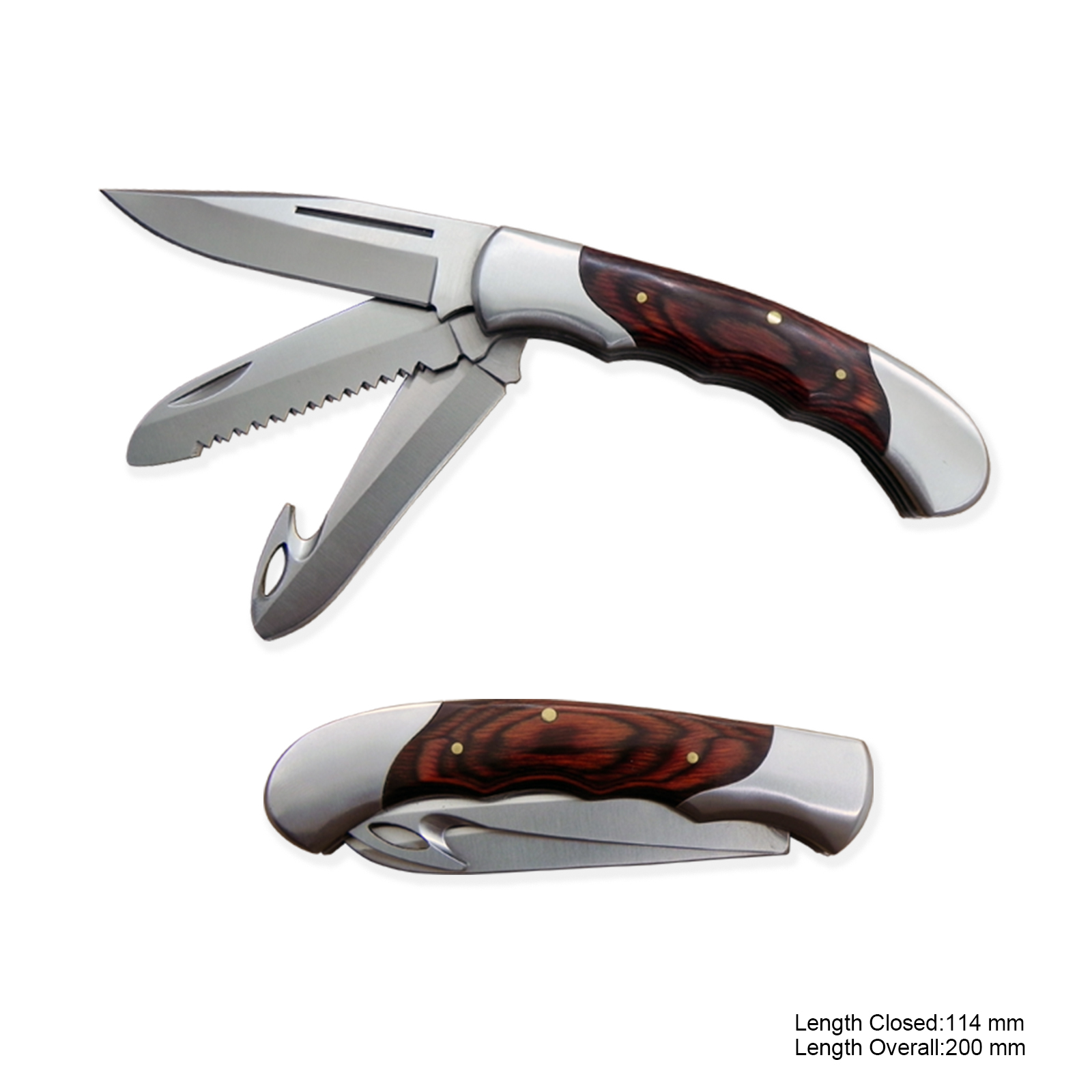 #3439 3-Blade Knife with Wooden Handle