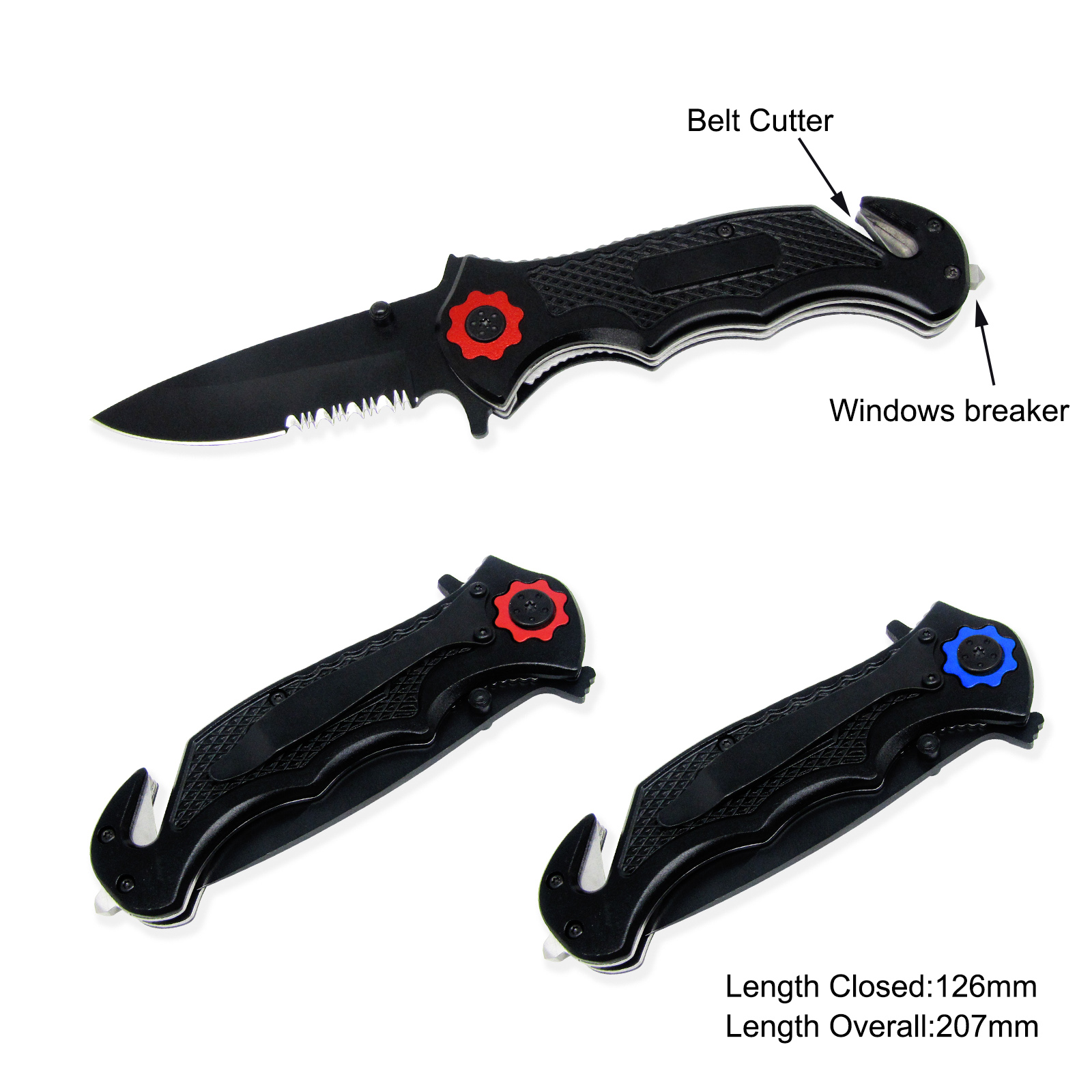 #3528 Survival Knife with Winder Breaker & Belt Cutter