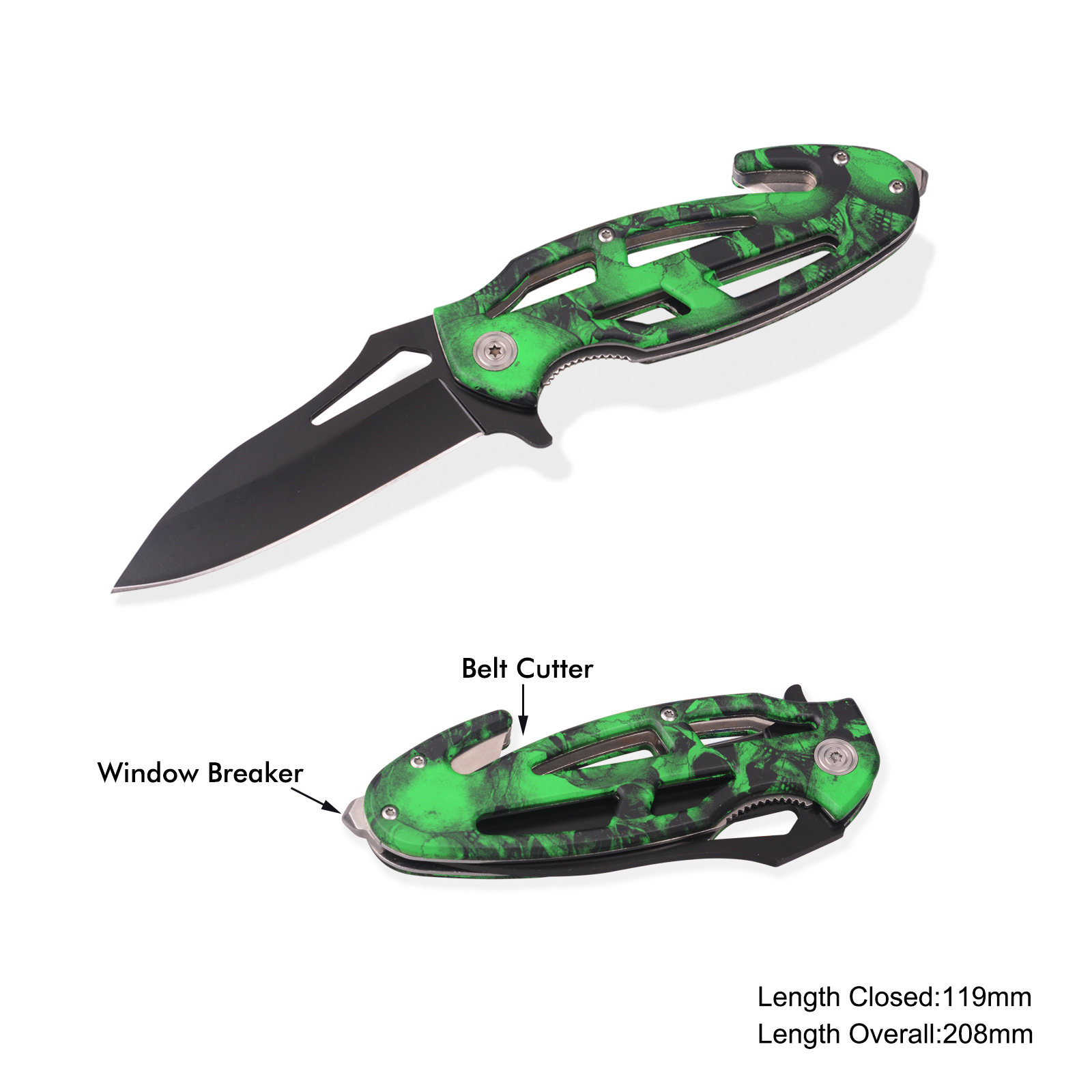 #3844 Survival Knife with Window Breaker & Belt Cutter