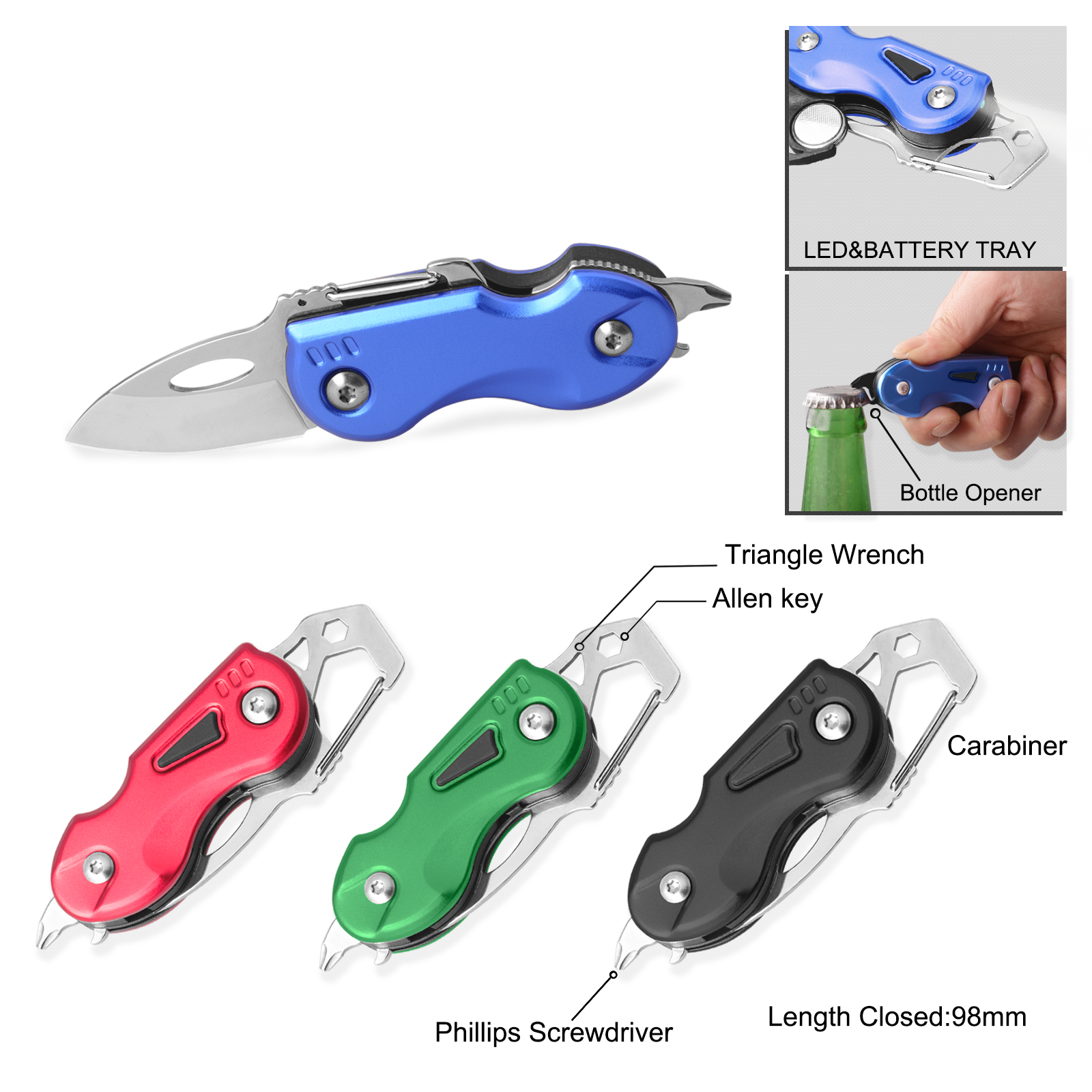 #6224AM Small Multi Function Knife with Flashlight and Carabiner