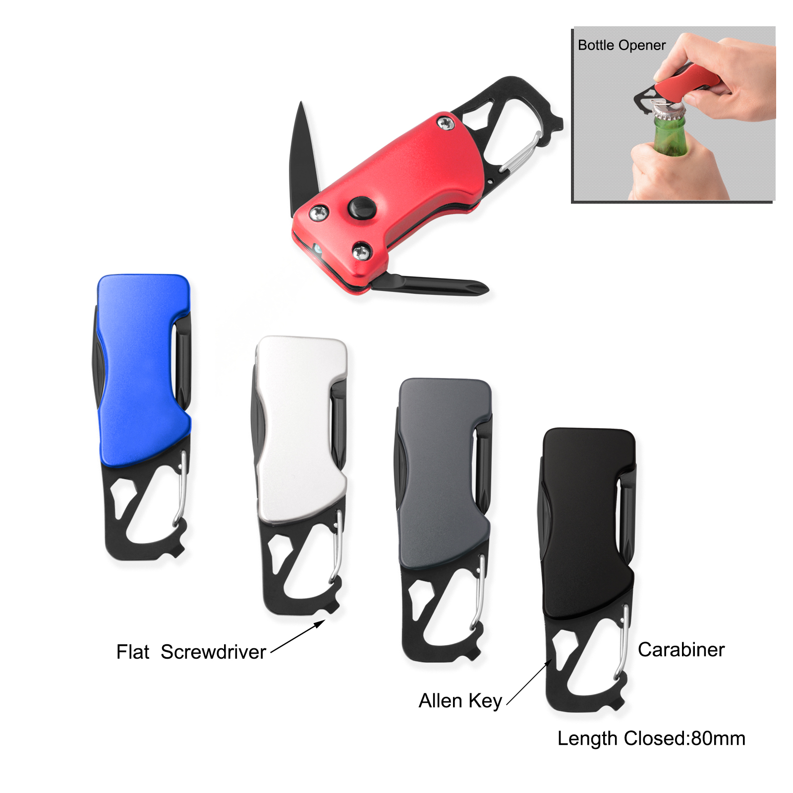 #6228B Multi Function Knife with Flashlight and Carabiner