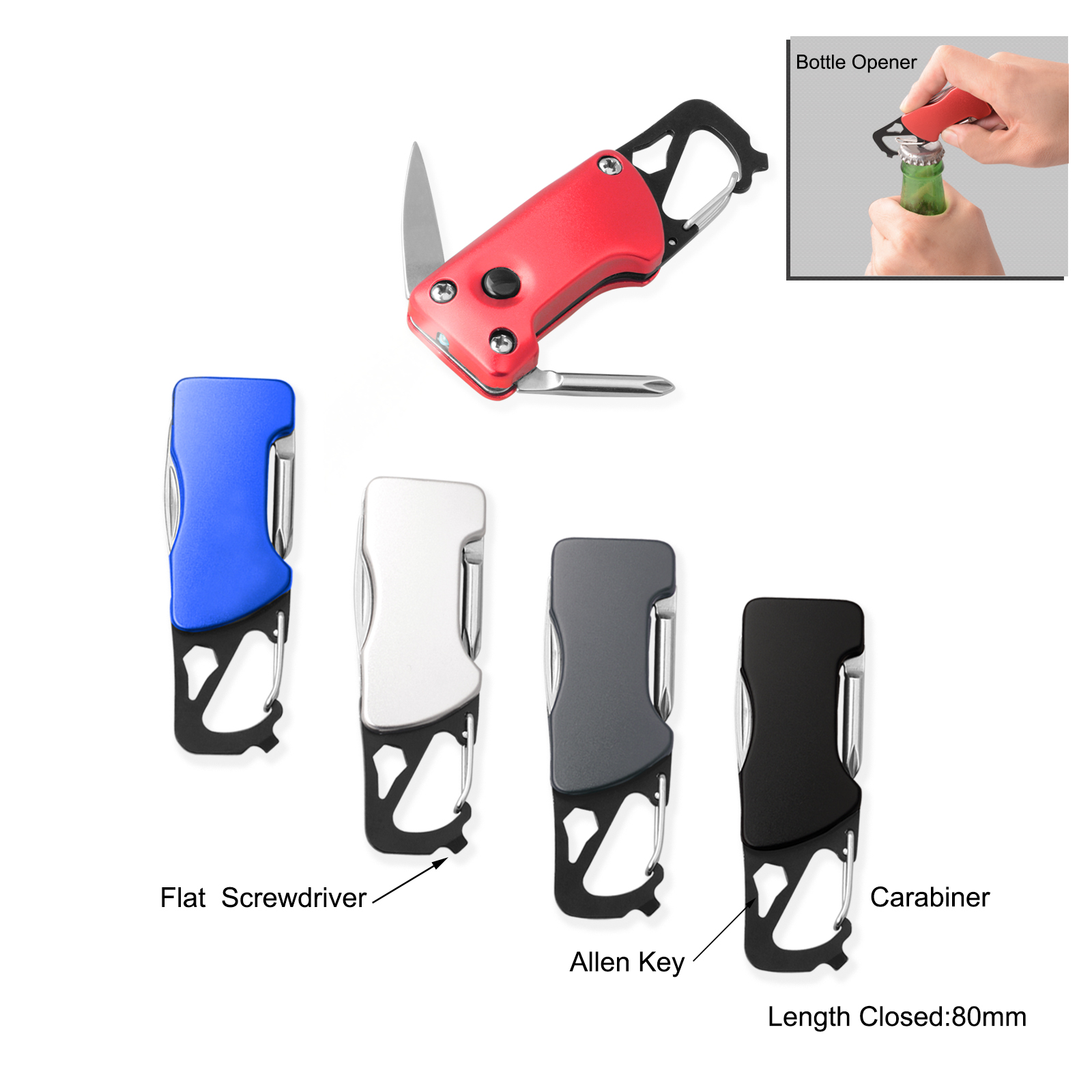 #6228 Multi Function Knife with Flashlight and Carabiner