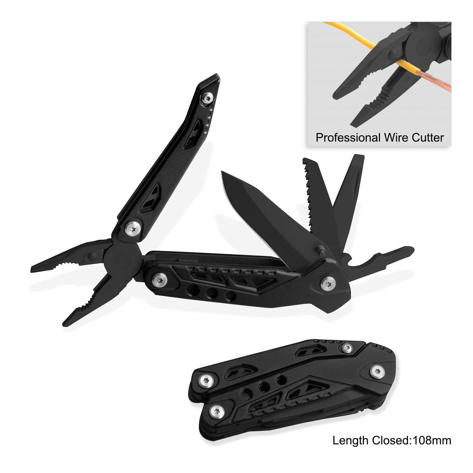 #8459BLK Top Quality Multitool with Professional Wire Cutter