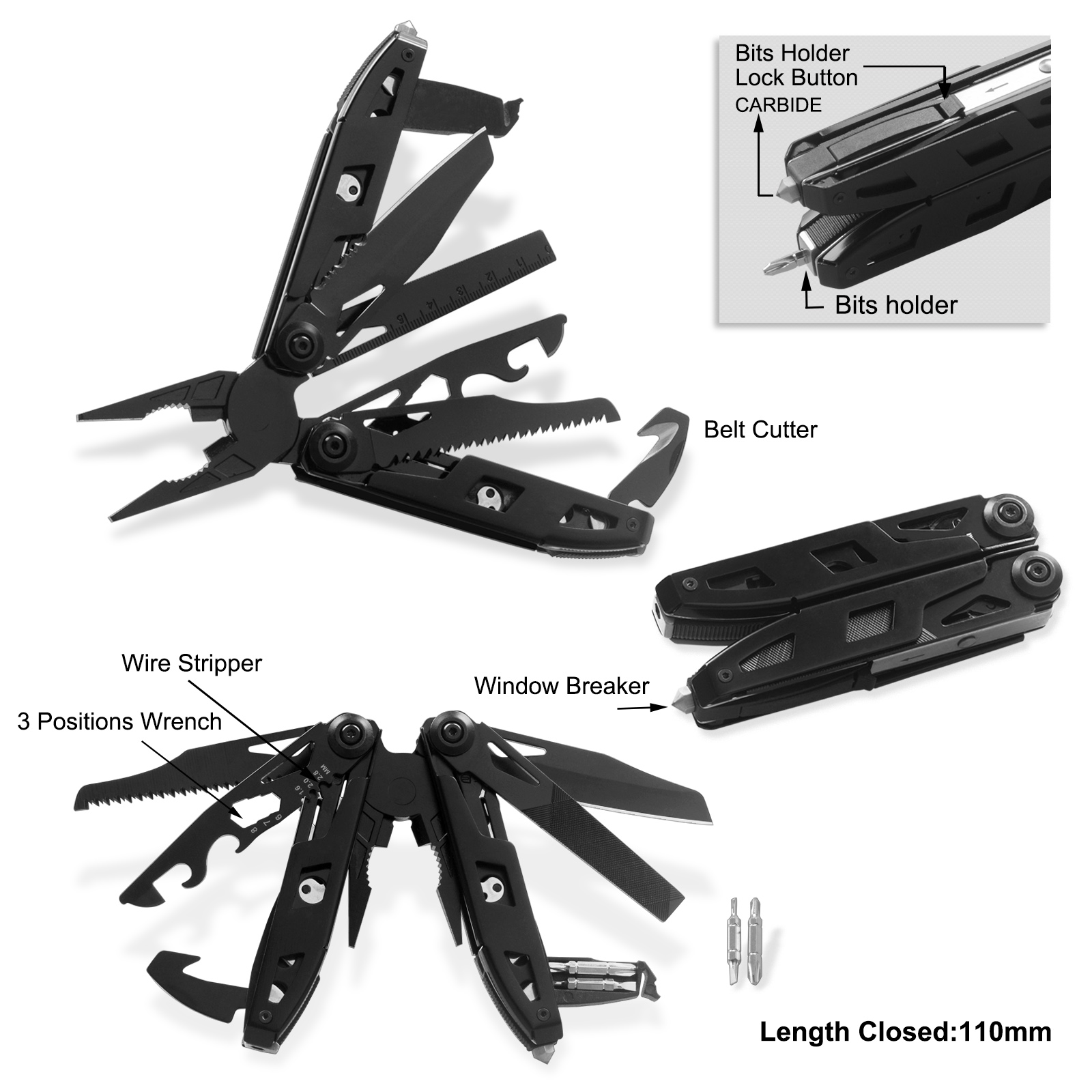 #8465B High Quality Survival Pliers with Black Oxide Finish