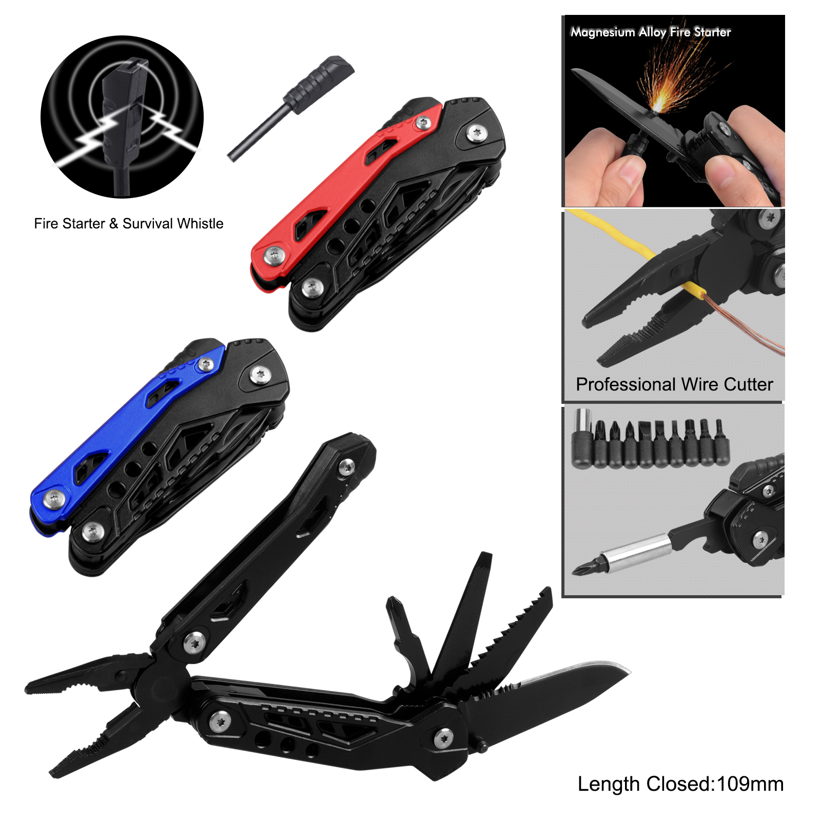 #8508B-BT Multi Function Tools with Fire Starter and Survival Whistle