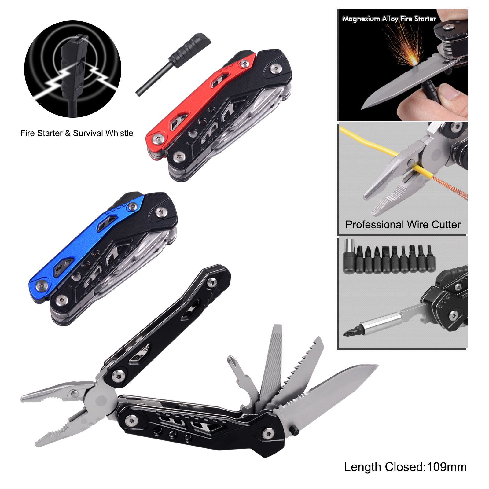 #8508BT Multi Function Tools with Fire Starter and Survival Whistle