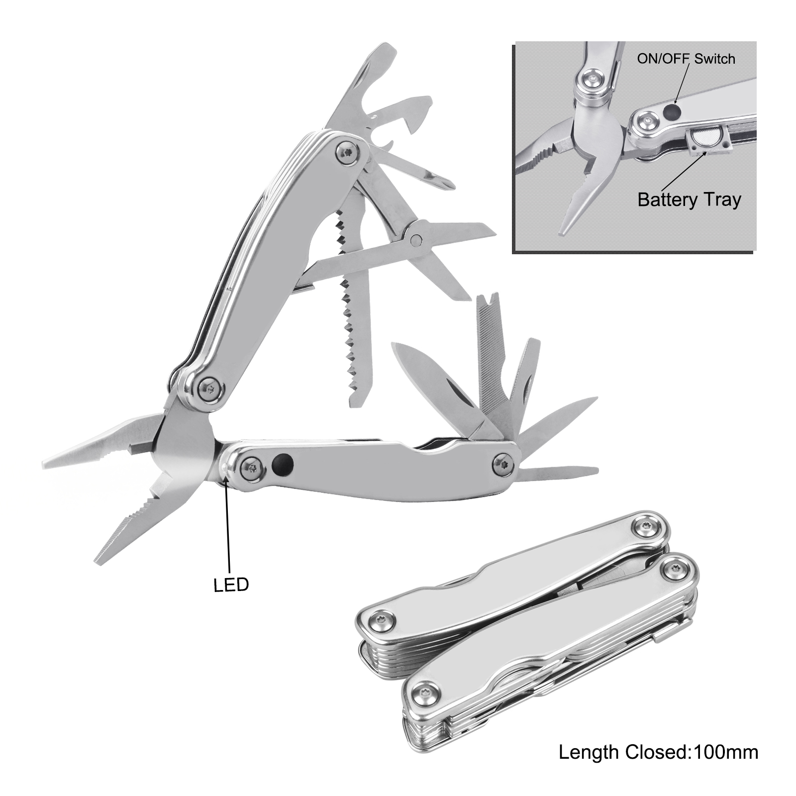 #8129S Highest Top Quality Multitools with on/off Switch LED 