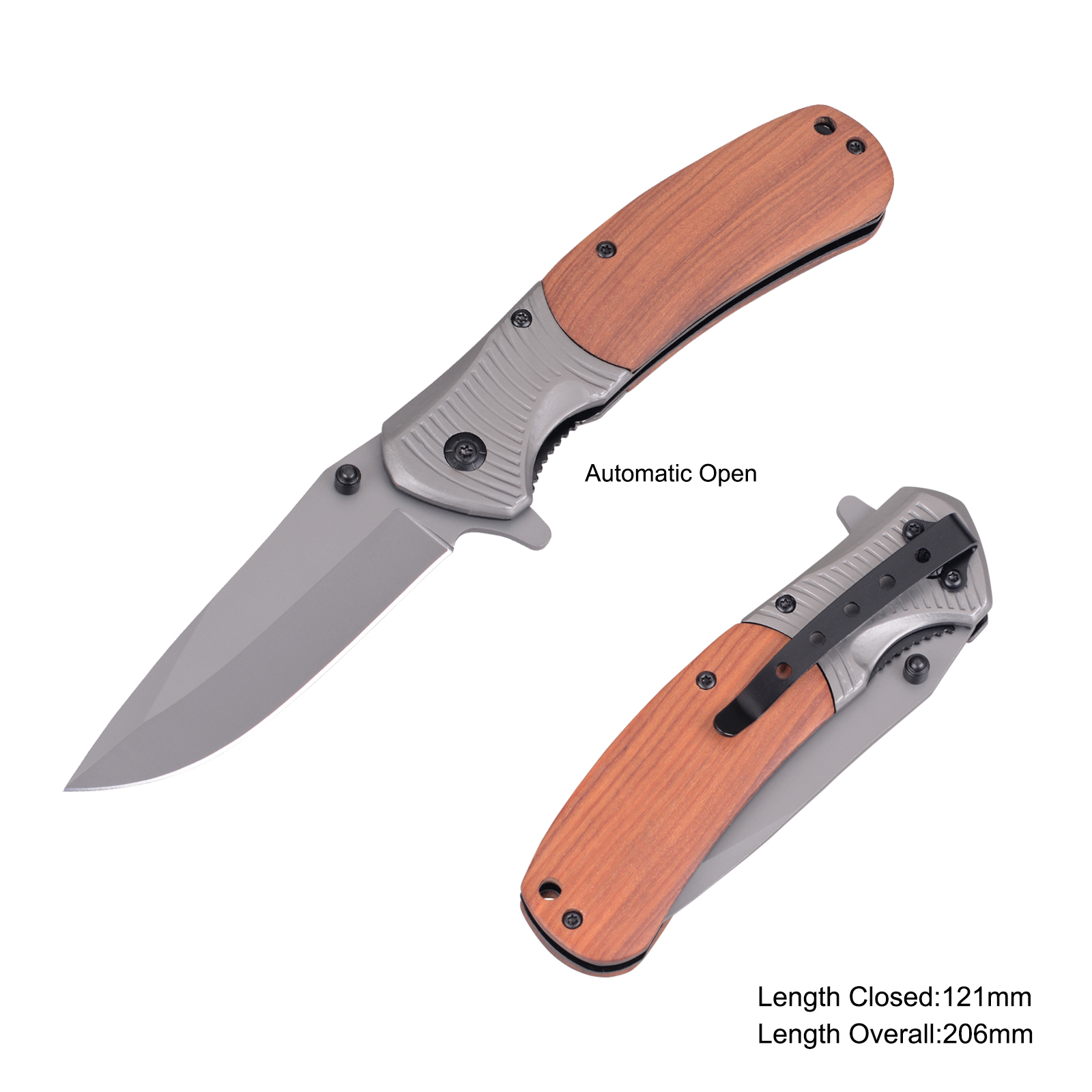 #31209-AT Folding Knife with Titanium Coating Knife Blade Wooden Handle