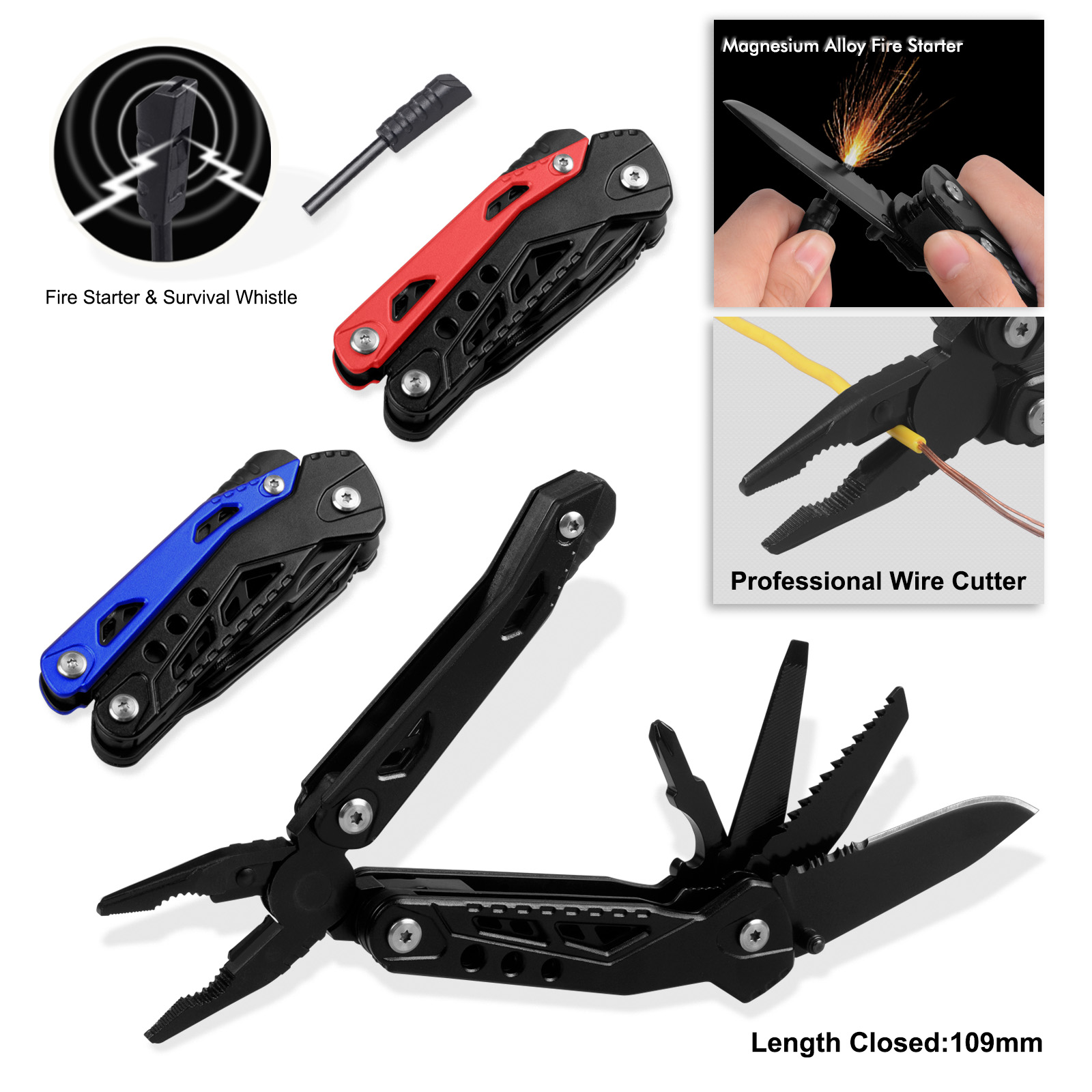 #8508B Multi Function Tools with Fire Starter and Survival Whistle