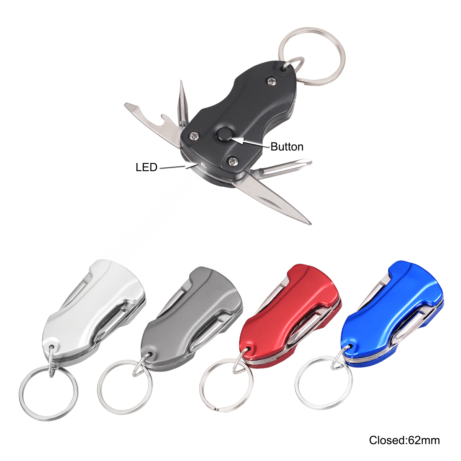 #6300 Multi Function Key Chain Tools with LED Torch 