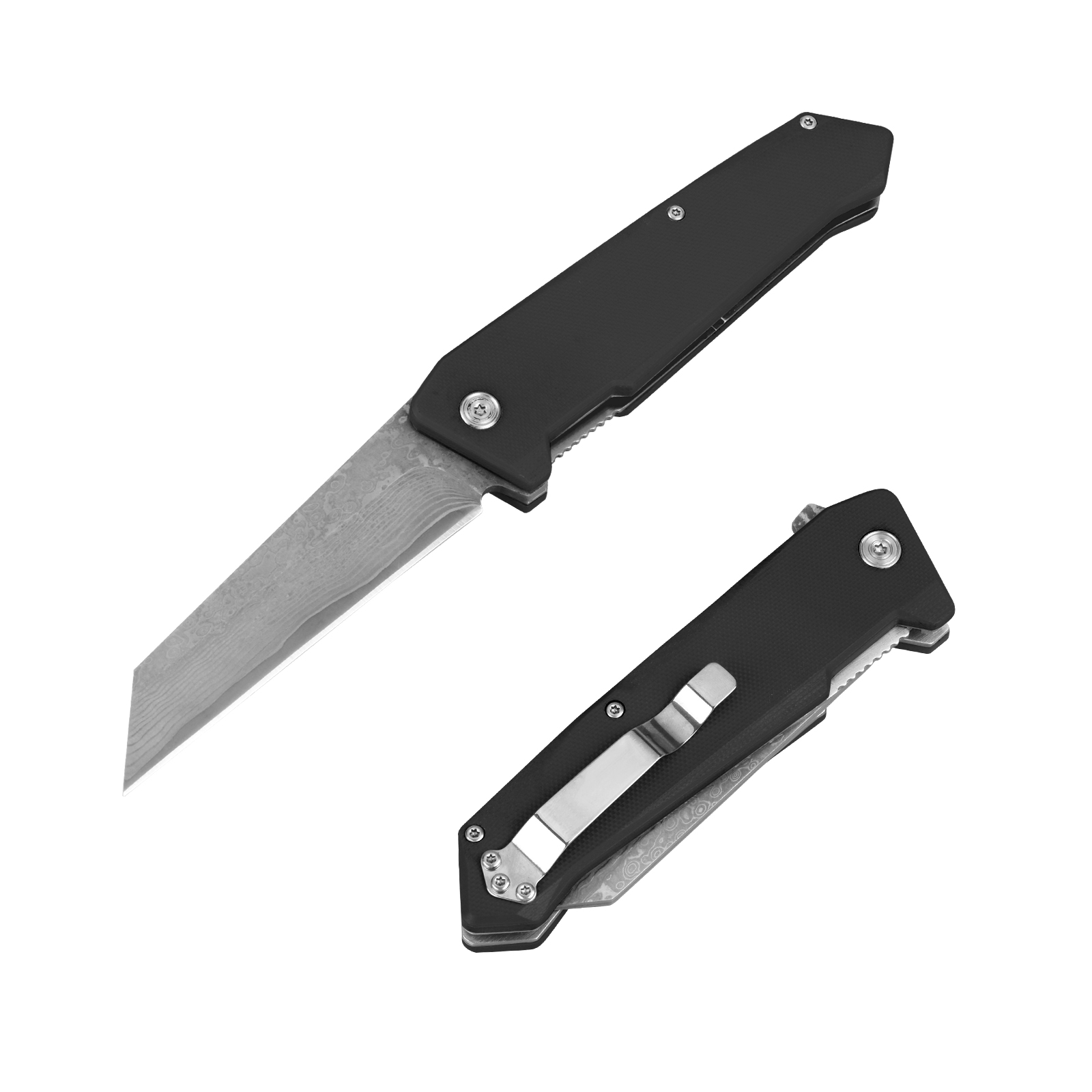 #31189 Folding Damascus  Knife with G10 Handle