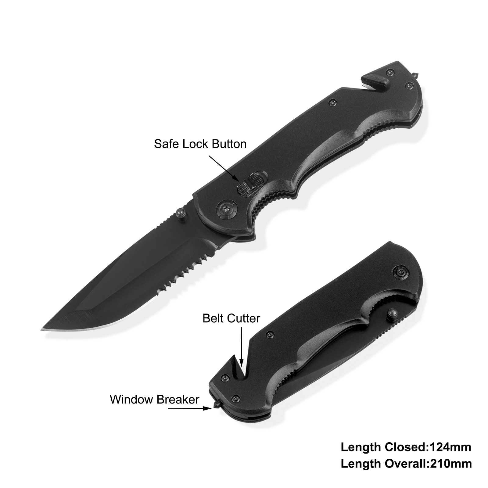 #31140 Survival Knife with Belt Cutter & Safe Lock