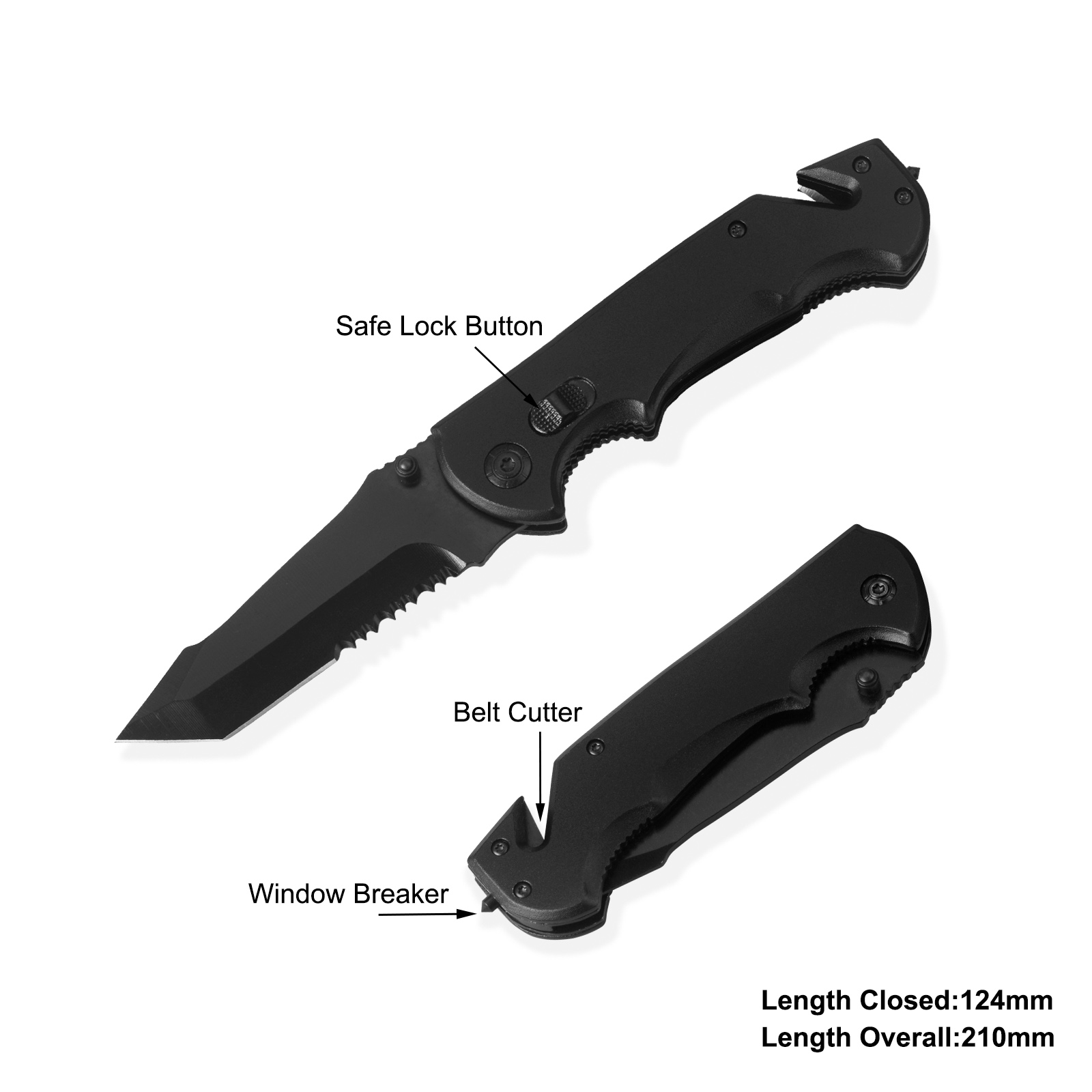 #31141 Survival Knife with Belt Cutter & Window Breaker