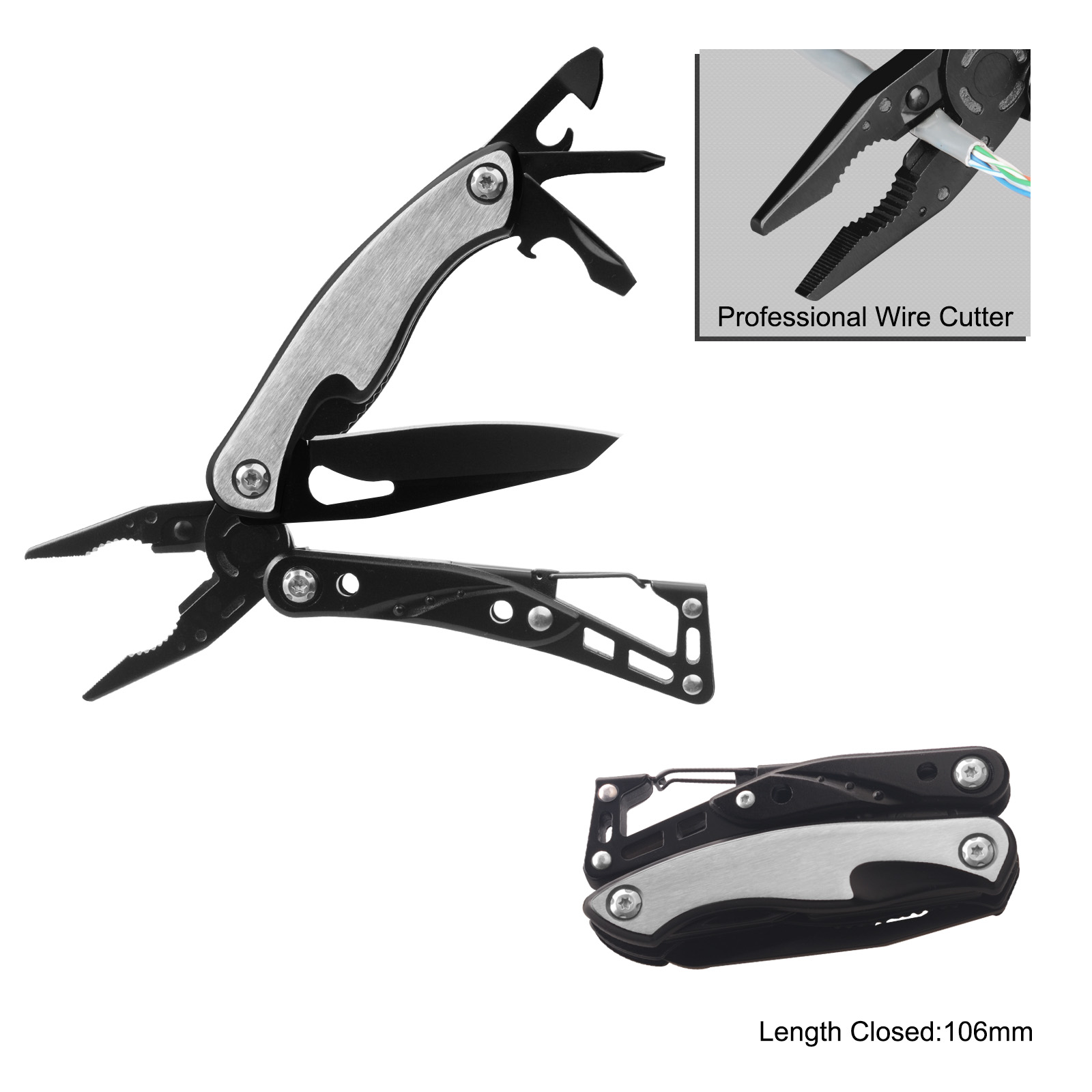 #8392S-BLK Top Quality Multitools with Stainless Steel Handle
