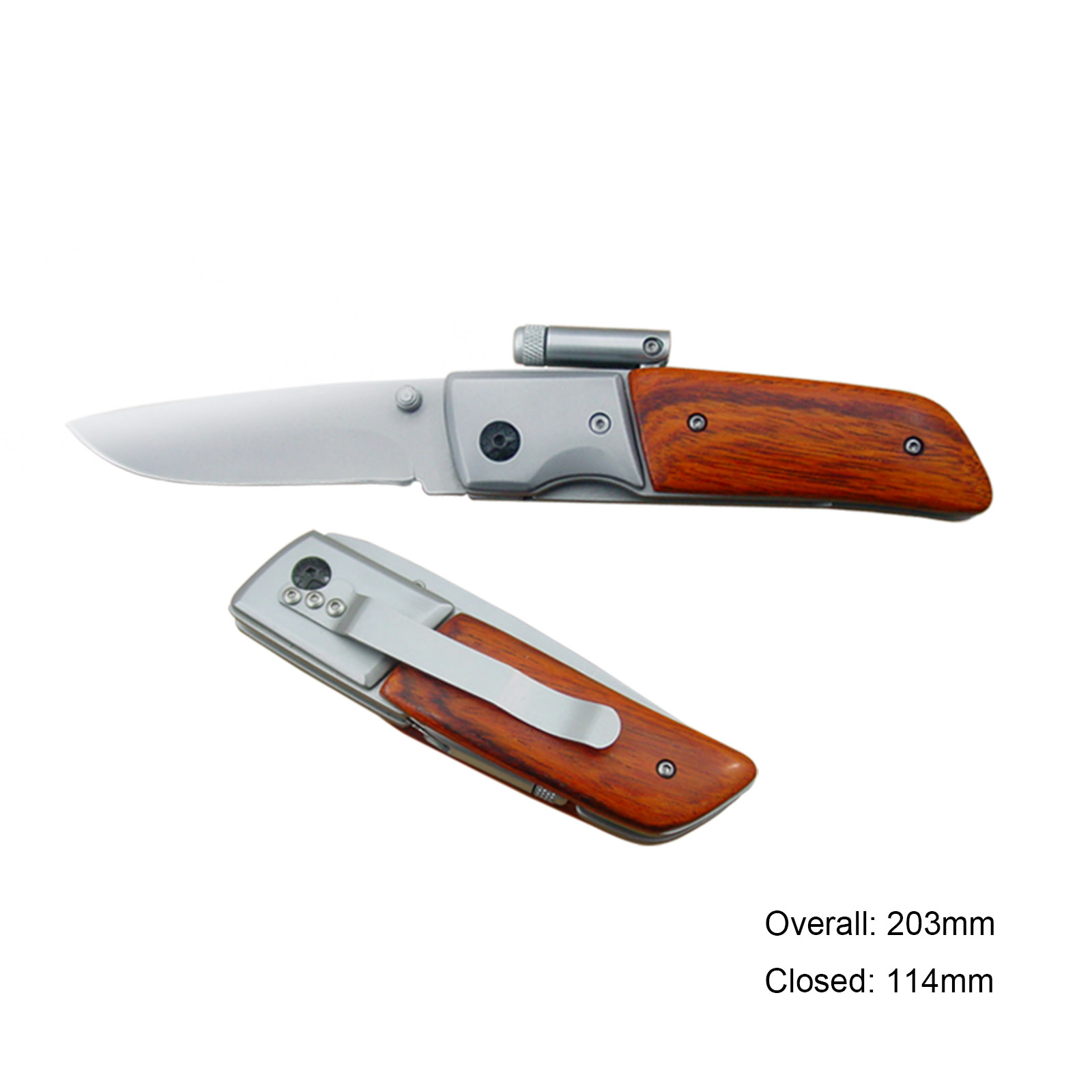 #360 Wooden Handle Folding Knife with LED