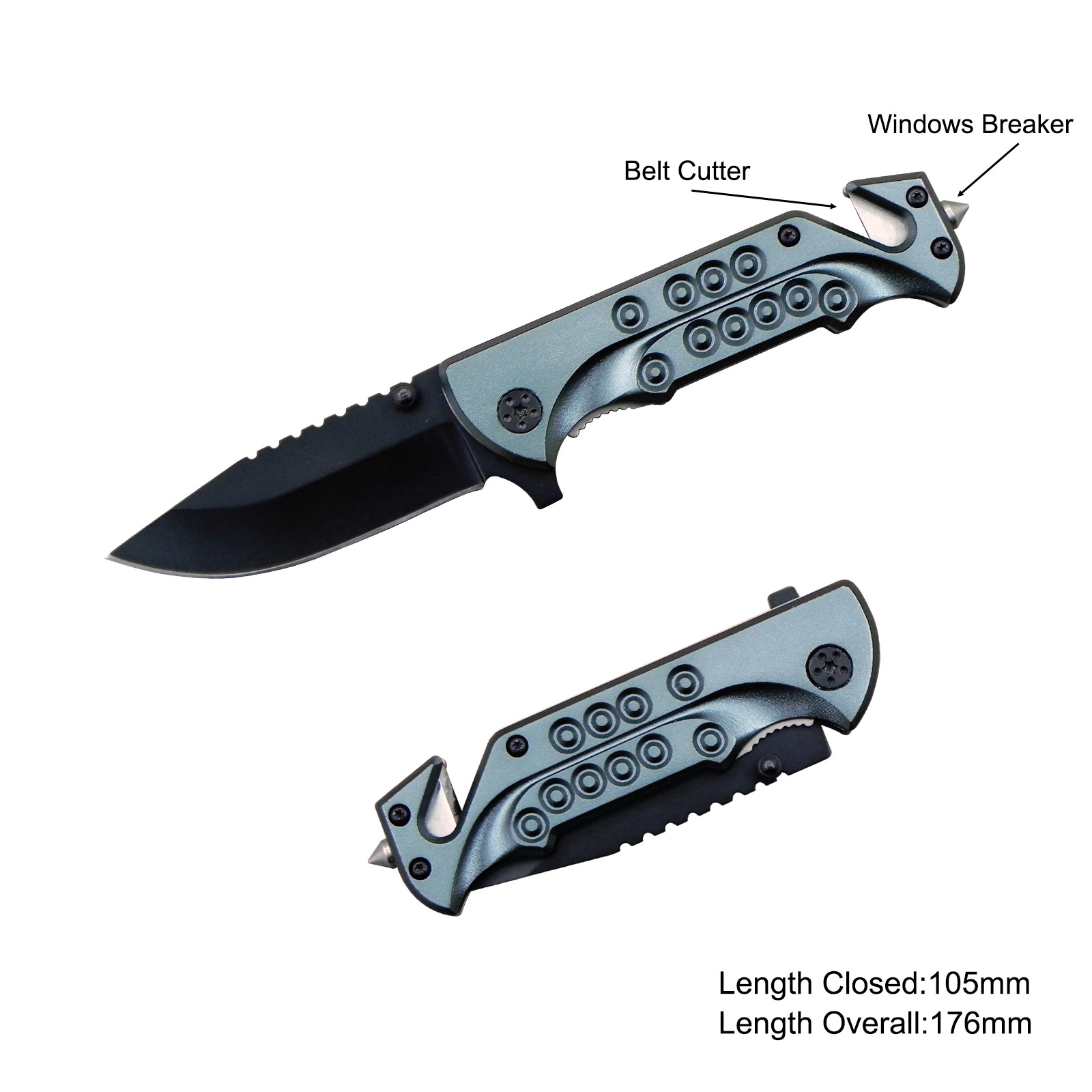 #3562 Survival Knife with Window Breaker & Belt Cutter