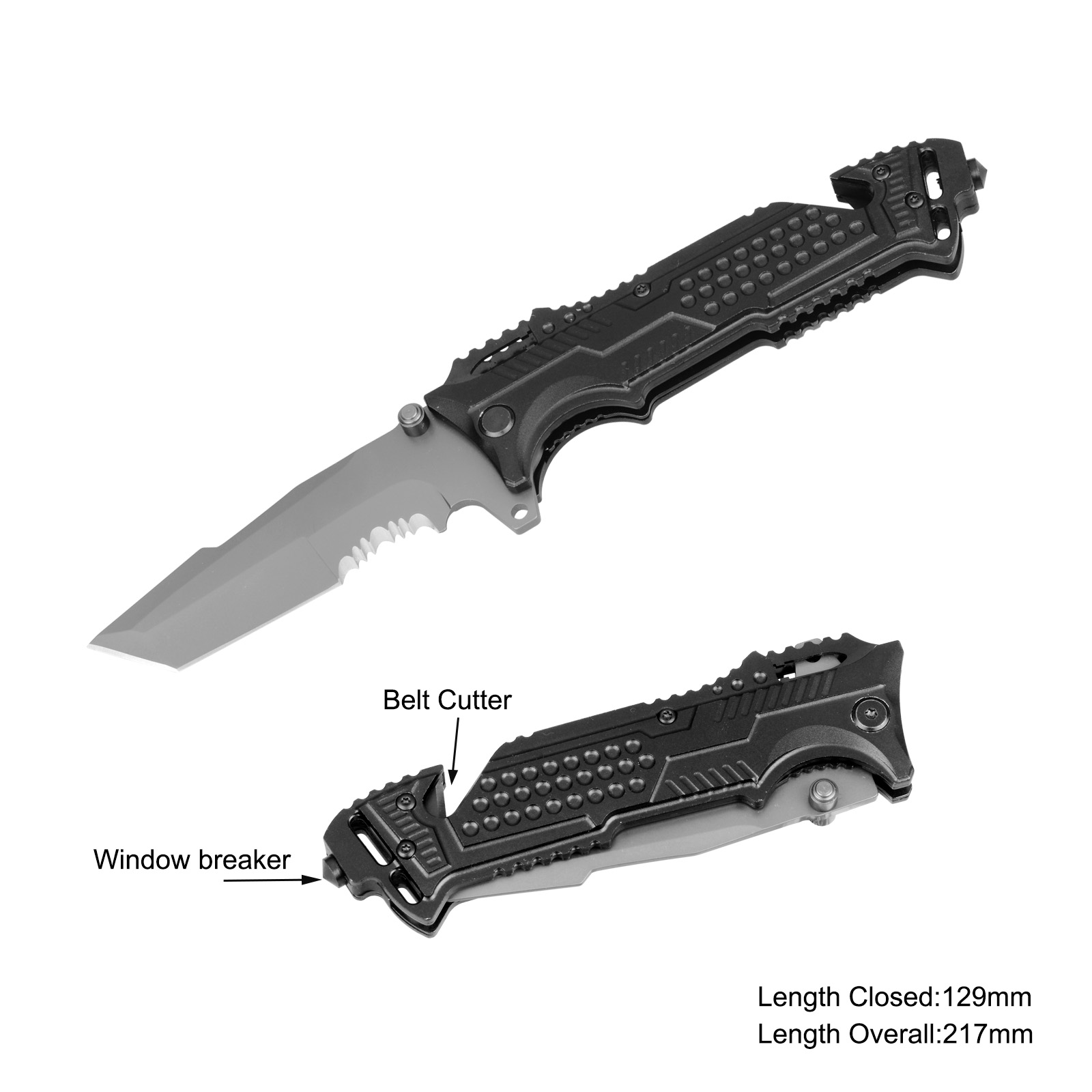#3737-717 Survival Knife with Window Breaker & Belt Cutter