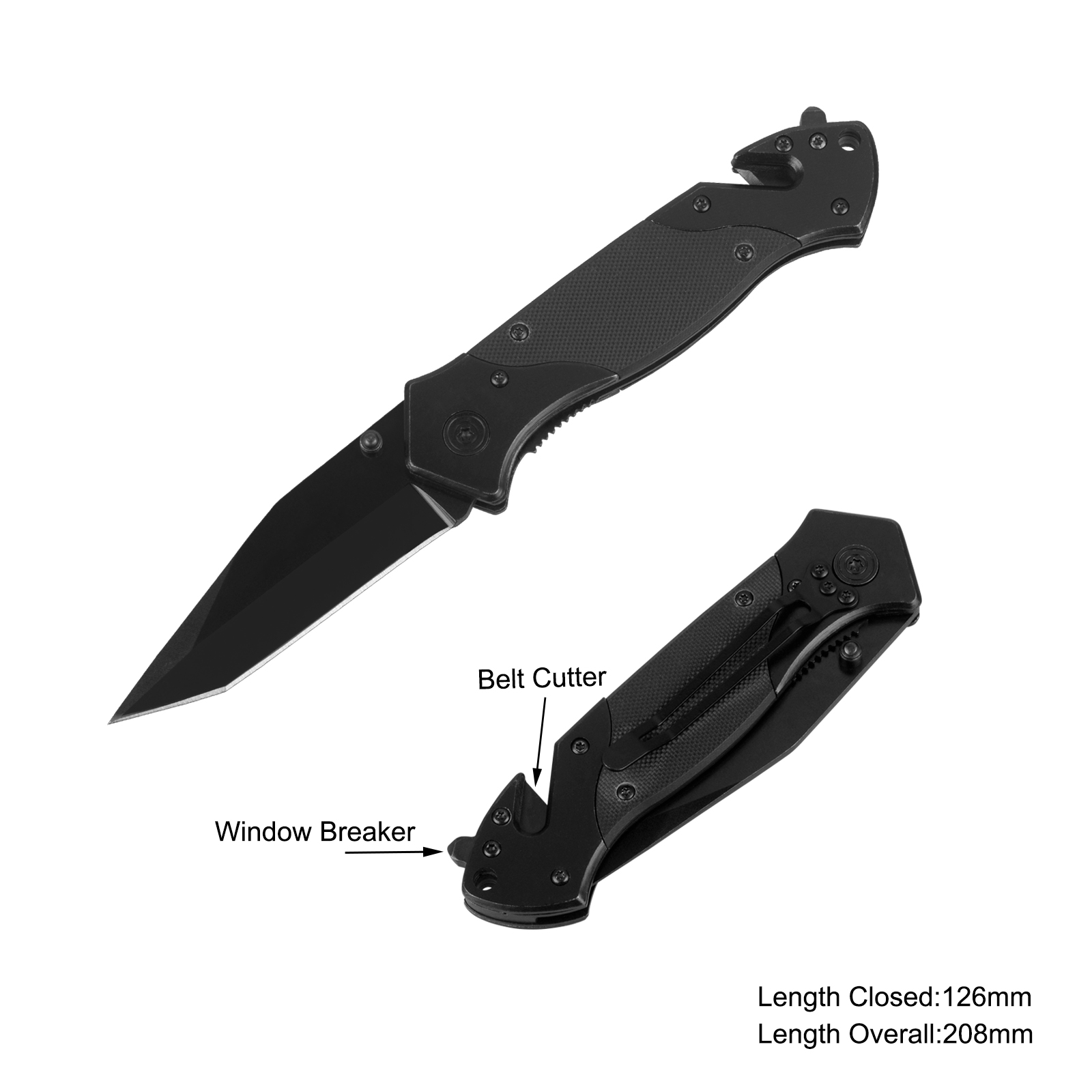 #31219-717-G10 Survival Knife with Window Breaker & Belt Cutter